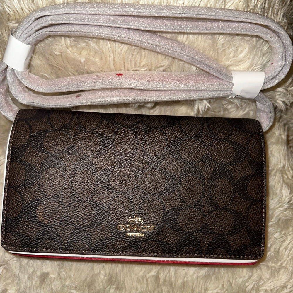 Coach Foldover Clutch Crossbody In Signature Canvas